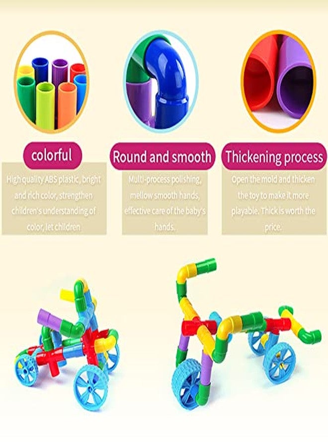 PULSBERY مكعبات بناء وألغاز غير قابلة للكسر من PULSBERY / لعبة مكعبات بناء ألغاز الأنابيب للأطفال، لون عشوائي (عبوة من 85 قطعة) - Image 5